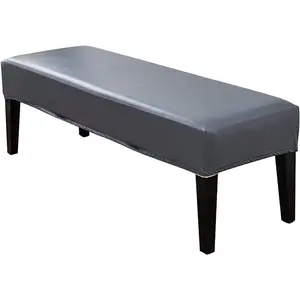 Bench Cover, PU Leather Soft Stretch Dining Bench Cover,  Elastic Removable Bench Seat Cushion Slipcovers for Kitchen Dining Bench Seat Protector(Grey)