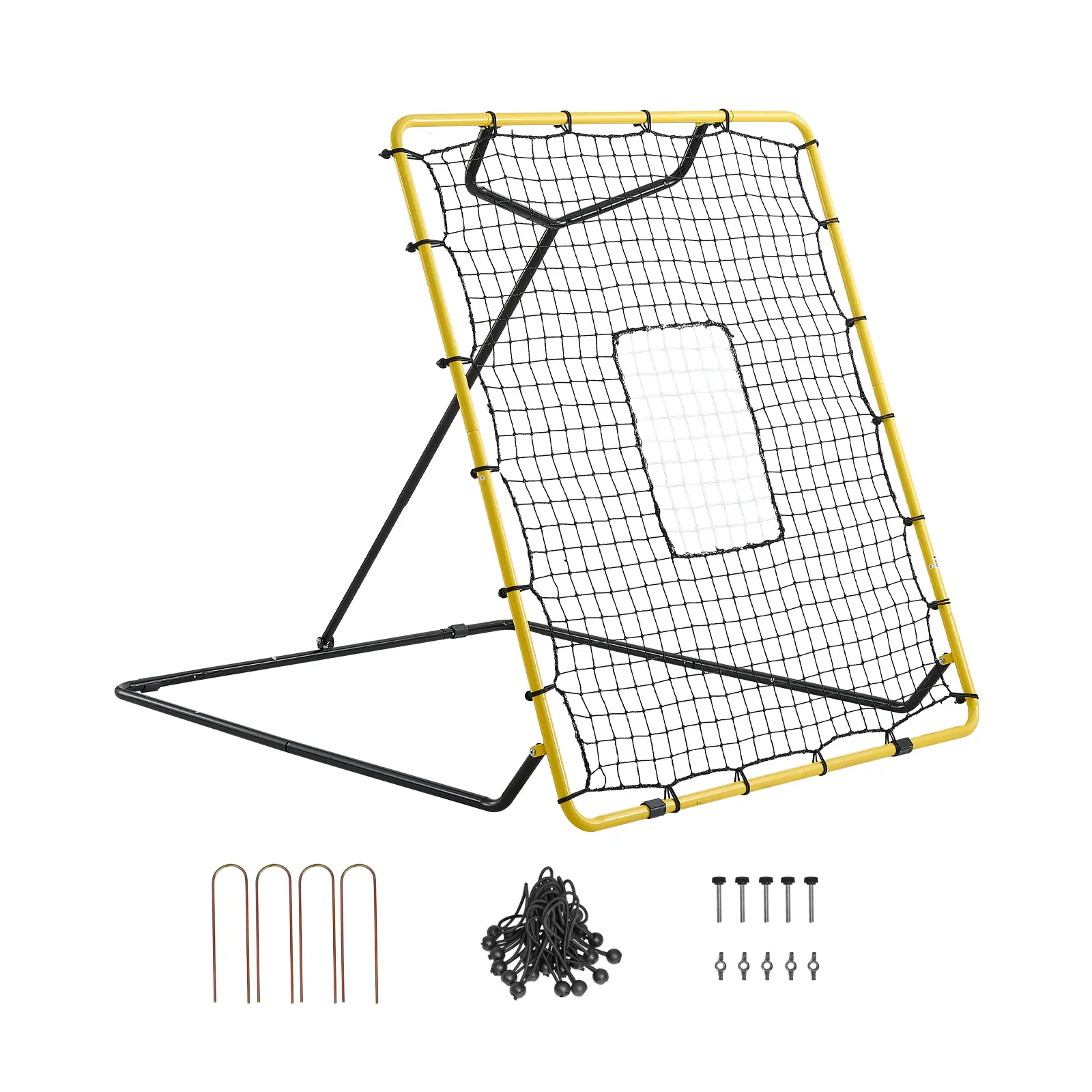 【SummerFinds】VEVOR 4x4.5 ft Baseball Softball Rebounder Net Pitch Back Trainer, Portable Training Equipment for Casual Players, 4 Adjustable Angles, Strike Zone, Steel Frame, 16.7 lbs/7.59 kg, for Pitching & Fielding Practice