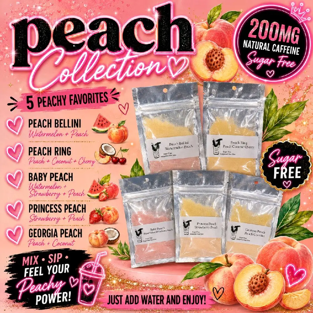 PEACH COLLECTIONS (5) LOADED TEAS 200 MG CAFFEINE SUGAR FREE