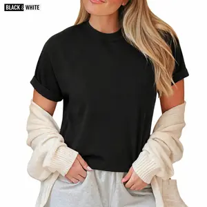 Fresh Drop Essential Cotton Basic Tee – trendy graphic unisex tees , black white solid color t shirts women’s graphic tees, vintage  oversized unisex crewneck casual streetwear soft cotton loose fit everyday outfit top,summervibes