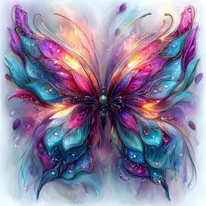 5D Diamond Painting Kit - Rainbow Crystal Butterfly with Glowing Wings, Full Round Drill Vibrant Fantasy Mosaic Art, DIY Rhinestone Embroidery for Bedroom Wall Decor & Gift for Butterfly Lovers
