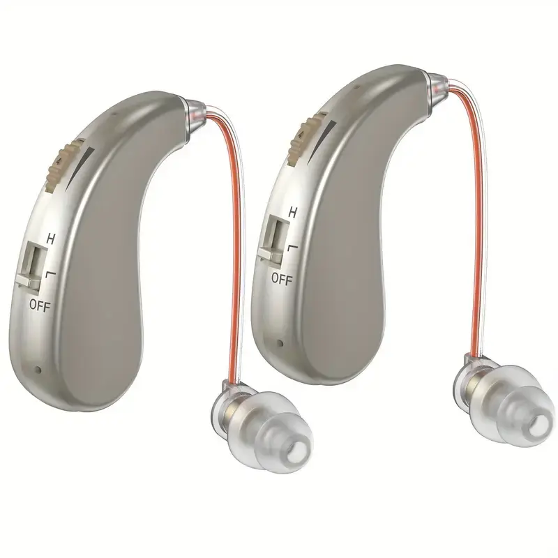 OTC Rechargeable Hearing Aids for Seniors, Digital Sound Amplifiers Pair (Both Ears), Noise Cancelling BTE Hearing Device