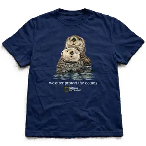 National Geographic navy blue otter t-shirt Size S-5XL