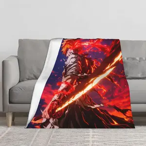 Microfiber Flannel Throw Blanket Bleach Kurosaki Ichigo Soft Fleece Blankets for Bed Sofa Couch Travel Camping