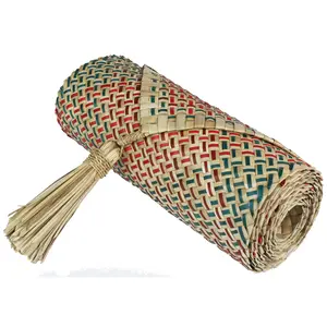 Table Runner Handwoven from Pandan Straw | Orange/Green/Natural