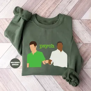 Vintage Manga Psych Sweatshirt – Shawn & Gus Inspired Pullover, Funny Retro TV Show Graphic Sweater – Made in USA