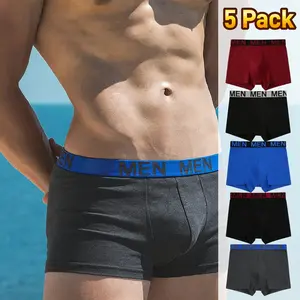 5pcs/Pack Men's Casual Letter Waistband Boxer Briefs Multipack Underwear, Suitable for daily wear and sports, great Valentine's Day gift