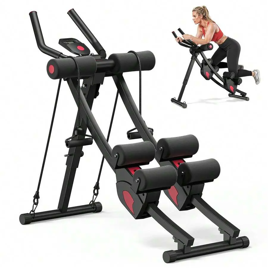Adjustable Dual-Track Abdominal Muscle Trainer, Foldable Ab Workout Machine for Home Strength Training with 440LBS Weight Capacity Ab Exercise Equipment Ab Exercise System