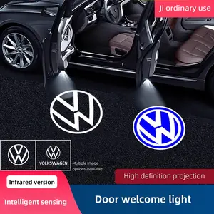 2pcs HD Led Welcome Light Car Door Projector Lamps For Volkswagen VW GTI Polo Golf Passat Tiguan Arteon Touareg CC Taigo Caddy Jetta T-ROC Beetle Sharan Touran Scirocco