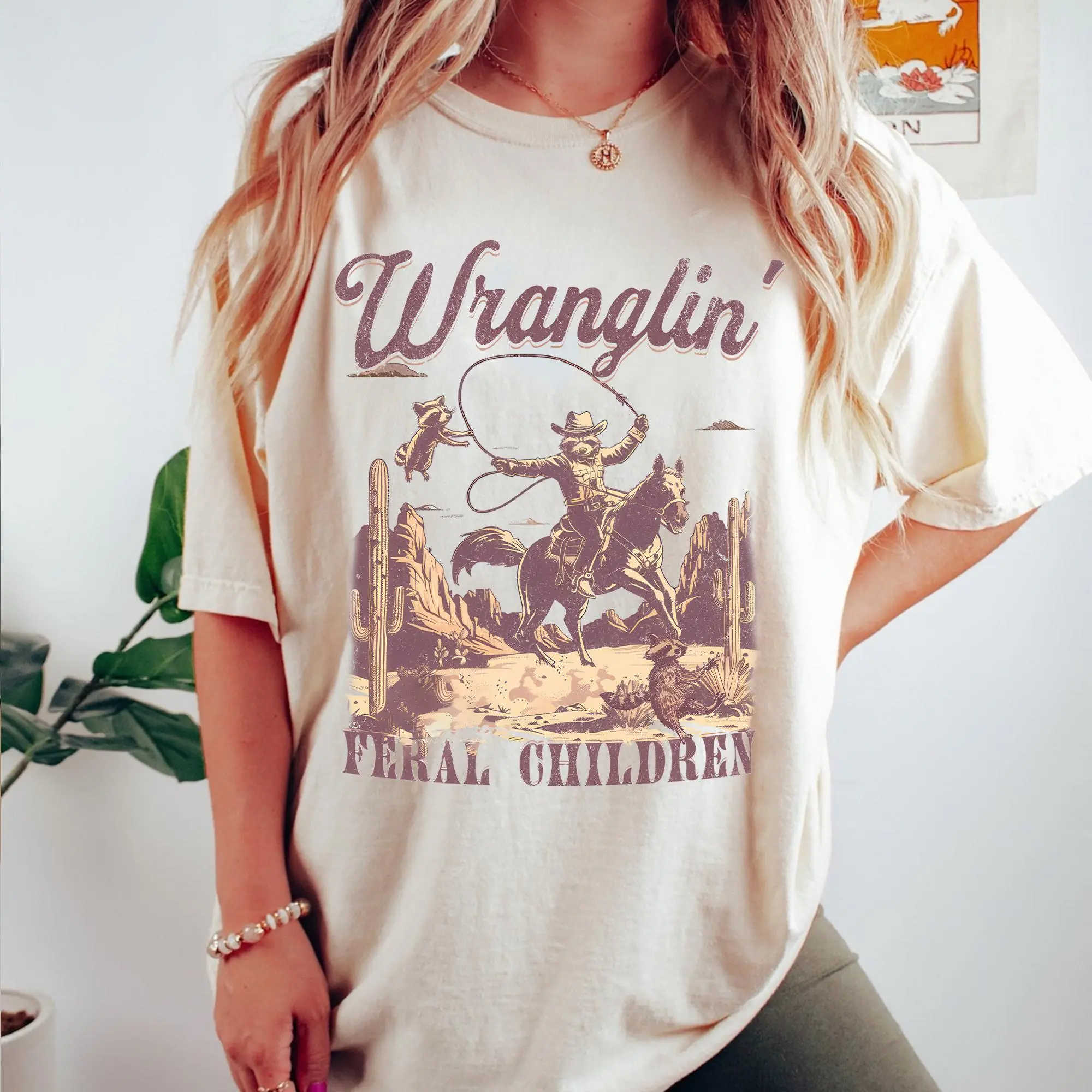 Wranglin Feral Kids Shirt, Funny Western Raccoon, Funny Mom Shirt, Feral Raccoon Shirt, Western Raccoon Sweatshirt, Funny Mom Quote