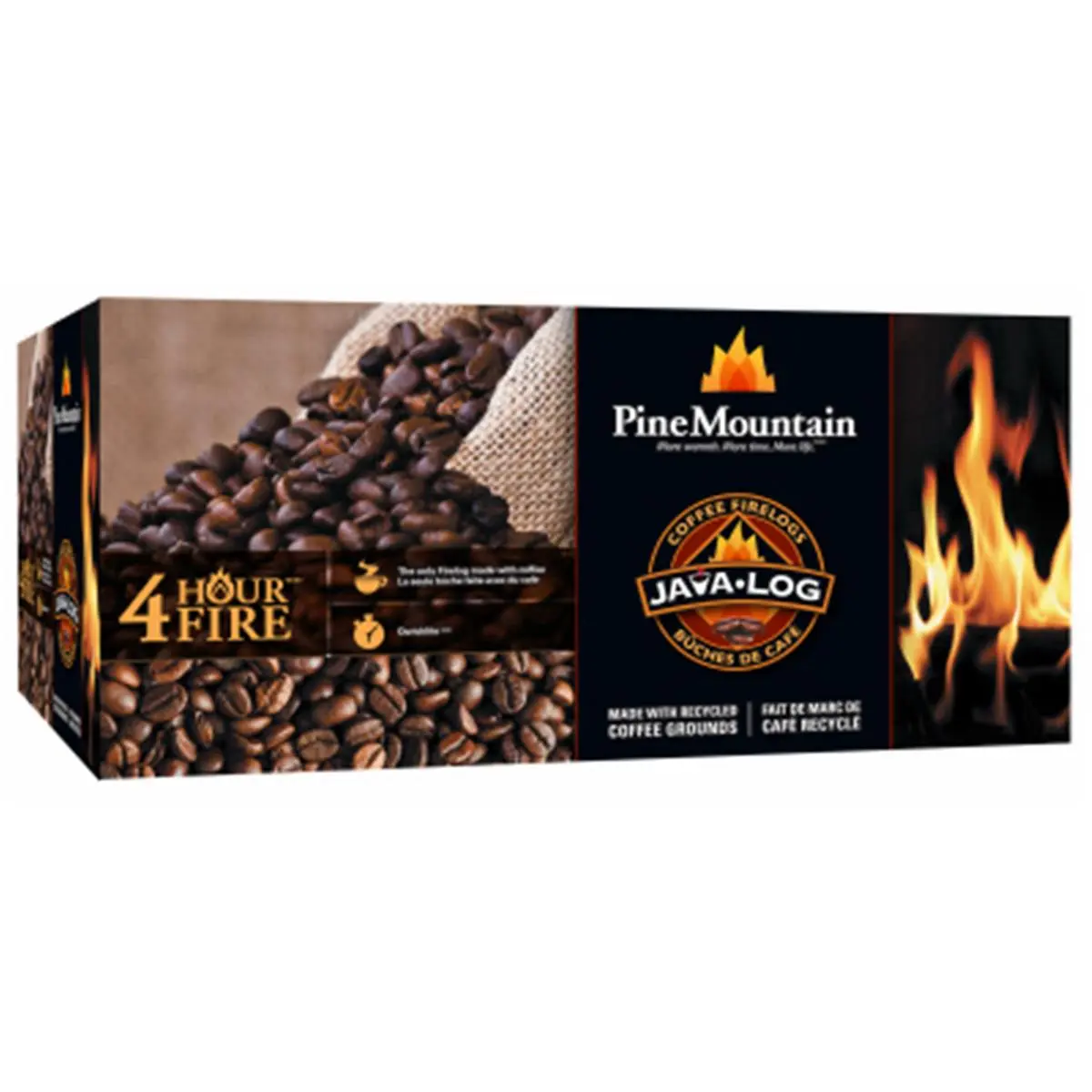 212 MAIN 4-Hour Burn Java Fire Logs - Coffee & Beverage-Infused Natural Wax Firewood, Low Emissions, 4-Pack (Model 41525-01471)