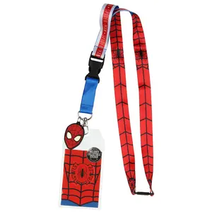 Spider-Man Classic ID Lanyard Badge Holder With 1.5" Rubber Charm Pendant And Collectible Sticker