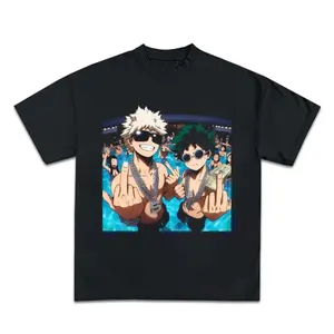 Bakugo Deku Mid Finger T-Shirt Soft Cotton Premium Comfort Lightweight and Breathable