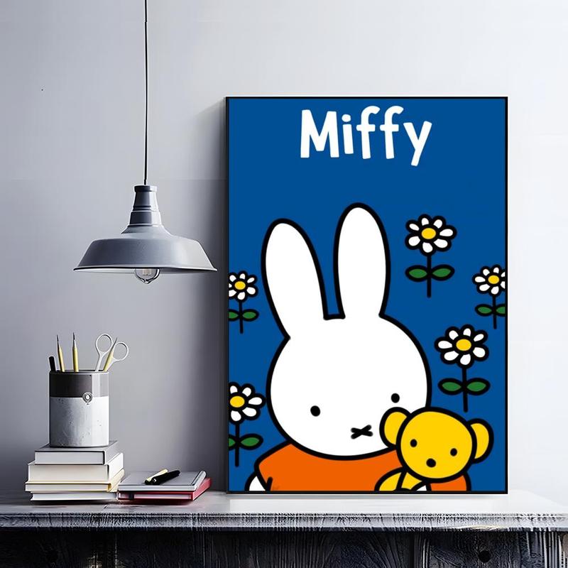 Cute Cartoon M-miffyS Poster HD self-adhesive fade-proof waterproof wrinkle-resistant poster stickers suitable for living room bedroom dormitory cafe bar background decoration wallpaper and gifts