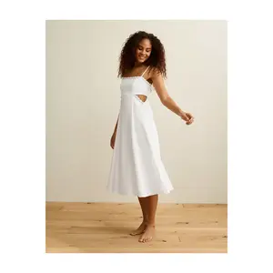 AE Babydoll Square Neck Cutout Midi Dress