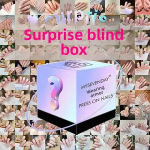 Selected  Random  24 Sets 240 Pieces Handmade Wearable Nail Art Surprise Blind Box Gift Set for Best Friend Self Use Achieve Wearable Nail Freedom Super Set