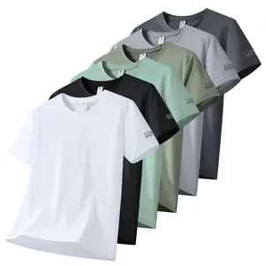 Men's Ice Silk Crew Neck Short Sleeve T-Shirt - Casual Menswear Top, Summer Thin Loose, Sweat-Wicking, Quick-Dry, Breathable, Stretchable, Tshirt summerwins