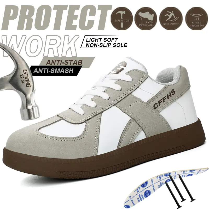Women's Closed Steel Toe Safety Work Footwear - Lightweight, Breathable, Non-Slip Work Sneakers & Walking Shoes for All-Day Standing in Construction, Warehouse