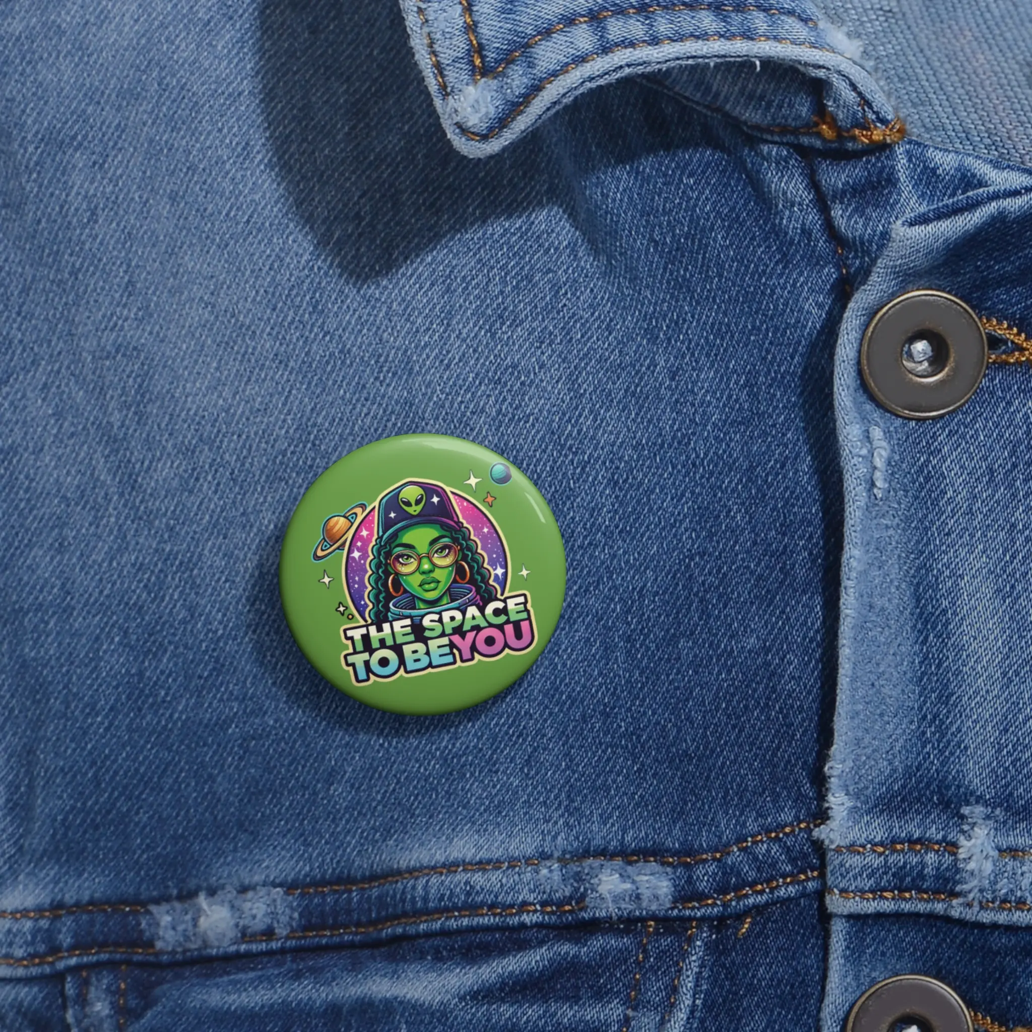 The Outer Space Logo Pin Button - Custom Outer Space Badge, Astronaut Pinback, Galaxy Artist Gift, Universe Accessory, Celestial Theme Pin