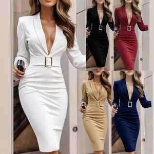 2025 Spring and Autumn Ladies Elegant Temperament Long Sleeve Fashion Suit Office Dress