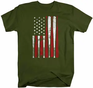 Men's Baseball Flag T-Shirt, Patriotic Baseball Shirt, American Flag Shirt, Baseball Gift Idea, 4th July T-shirt, Gidan Shirt