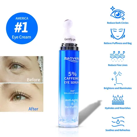 Caffeine Retinol Eye Serum Roller Ball - Shea-Infused Portable Firming Formula for All Skin Types, Smoothing, Reduces Dark Circles/Puffiness, Restores Vitality, Boosts Radiance, Maintains Youthful Glow, Eases Eye Fatigue, Optimal Absorption