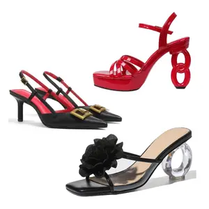 Clearance Sale Sexy Women Slingback Stiletto Heels Close Pointed Toe Metal Buckle Pumps with Metallic Strap for Office Dating Wedding Spring Summer Autumn