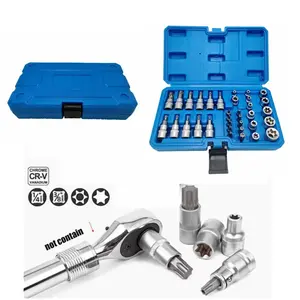 34Pcs Socket Set, Premium Star Torx Socket Tool Kit, Universal Auto Repair & Household Tool Set