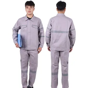 Men's 100% Cotton Welding Workwear Set with Reflective Strips & Multi-Pocket Design - Breathable High-Visibility Work Clothes for Industrial Environments - Bestie