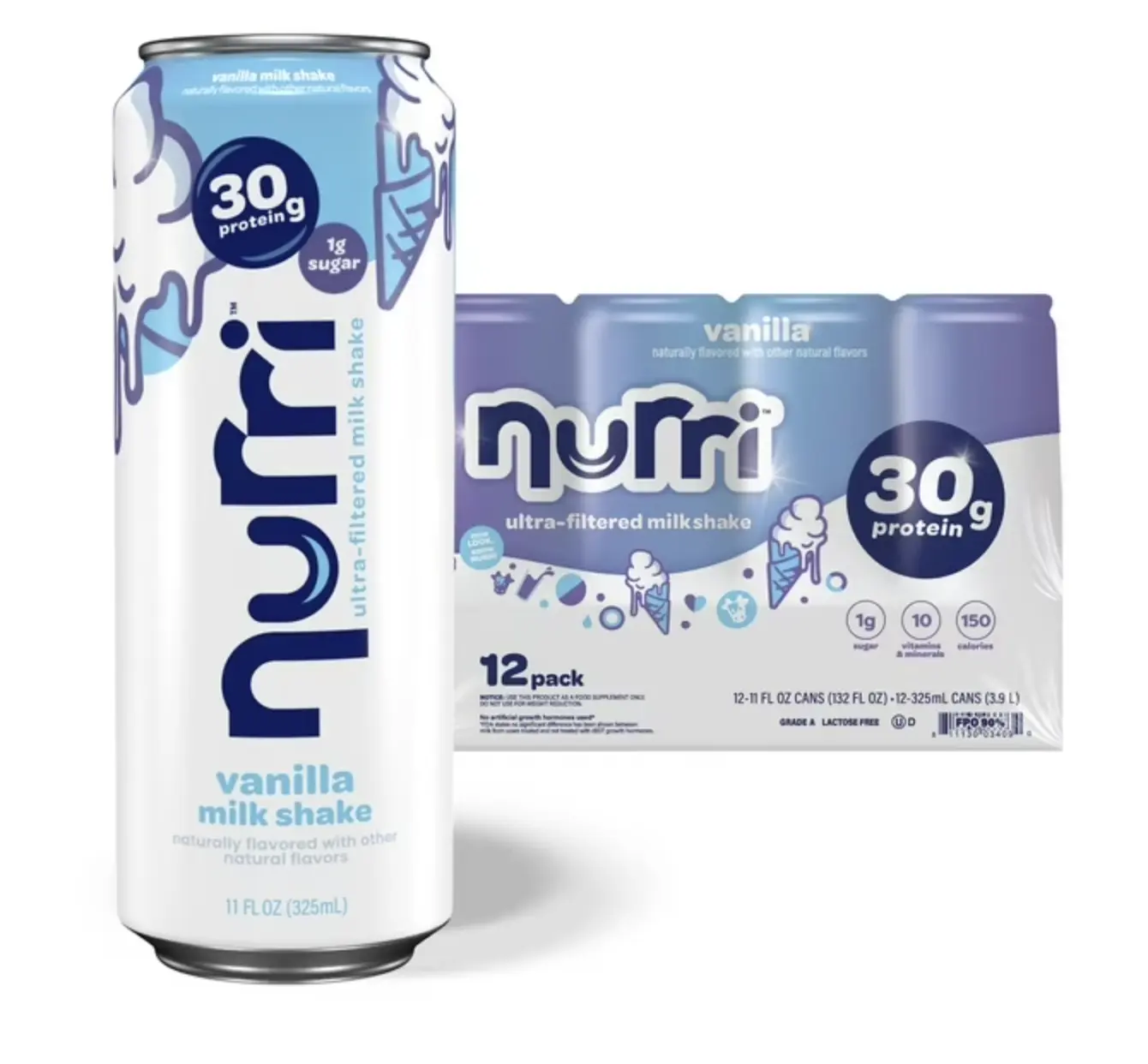 Nurri 30g Protein Vanilla Milk Shake 11 fl.oz., 12 Pack.