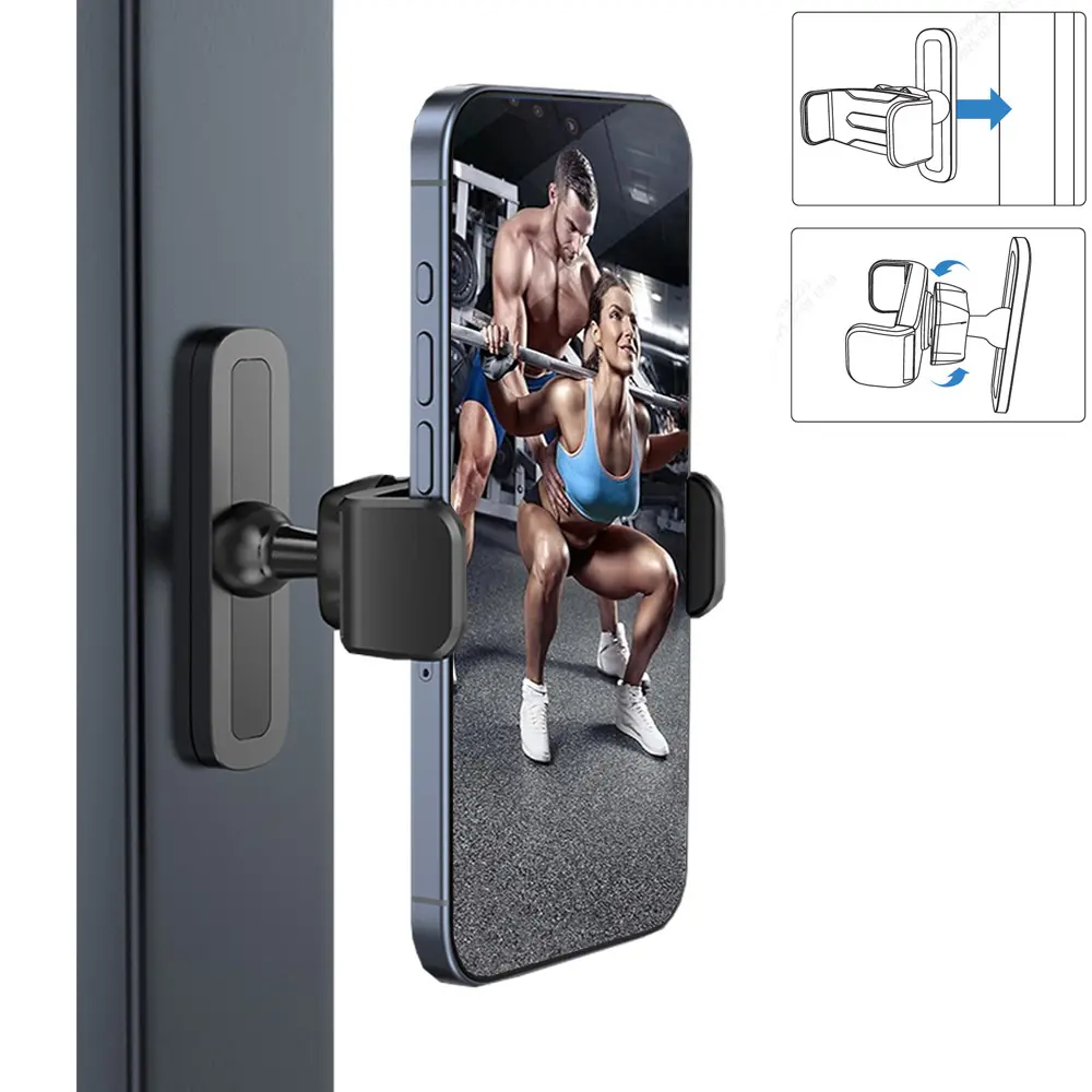 Magnetic Phone Holder for Gym, 360° Adjustable Magnetic Phone Mount for Gym Attach to Metal Surface, Fitness Equipment Accessories for HIIT Timers Home Gym Smartphone Cellphone Stand