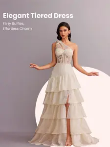 Ladies' solid-color multi-layer ruffled sleeveless dress, with a fashionable, Feminine and form-fitting design, is suitable for any occasion. It is fashionable for both summer and spring, and a versatile and comfortable casual wear