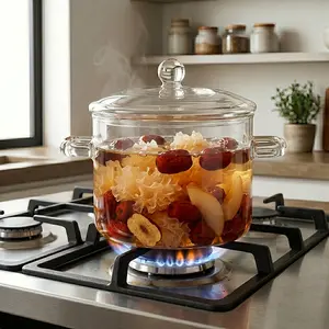 1.5L Heat-Resistant Transparent Borosilicate Glass Pot – High-temperature cookware suitable for stovetops, ovens, and cooking – Ideal for soups, milk, rice, stews – Durable and easy to clean – A perfect choice for home cooking and meal prep