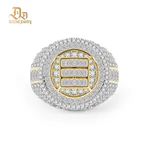 Delzzad 3ct The Sovereign Ring Glacier Band Fully Iced-out Hip Hop Ring VVS Synthetic Moissanite Ring Jewelry Copper Band Unisex Hip Hop Ring Perfect Birthday Engagement Wedding Anniversary Christmas Valentine's Day Gift