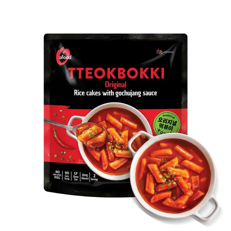 HOT - Tteokbokki Korean Rice Cakes – [Original Gochujang  Pack of 1] – Gluten Free  Ready in 3 Minutes  0 Cholesterol 0 Trans Fat  2 Servings Spicy Street Snack  HealthySavorySpicy - O’food