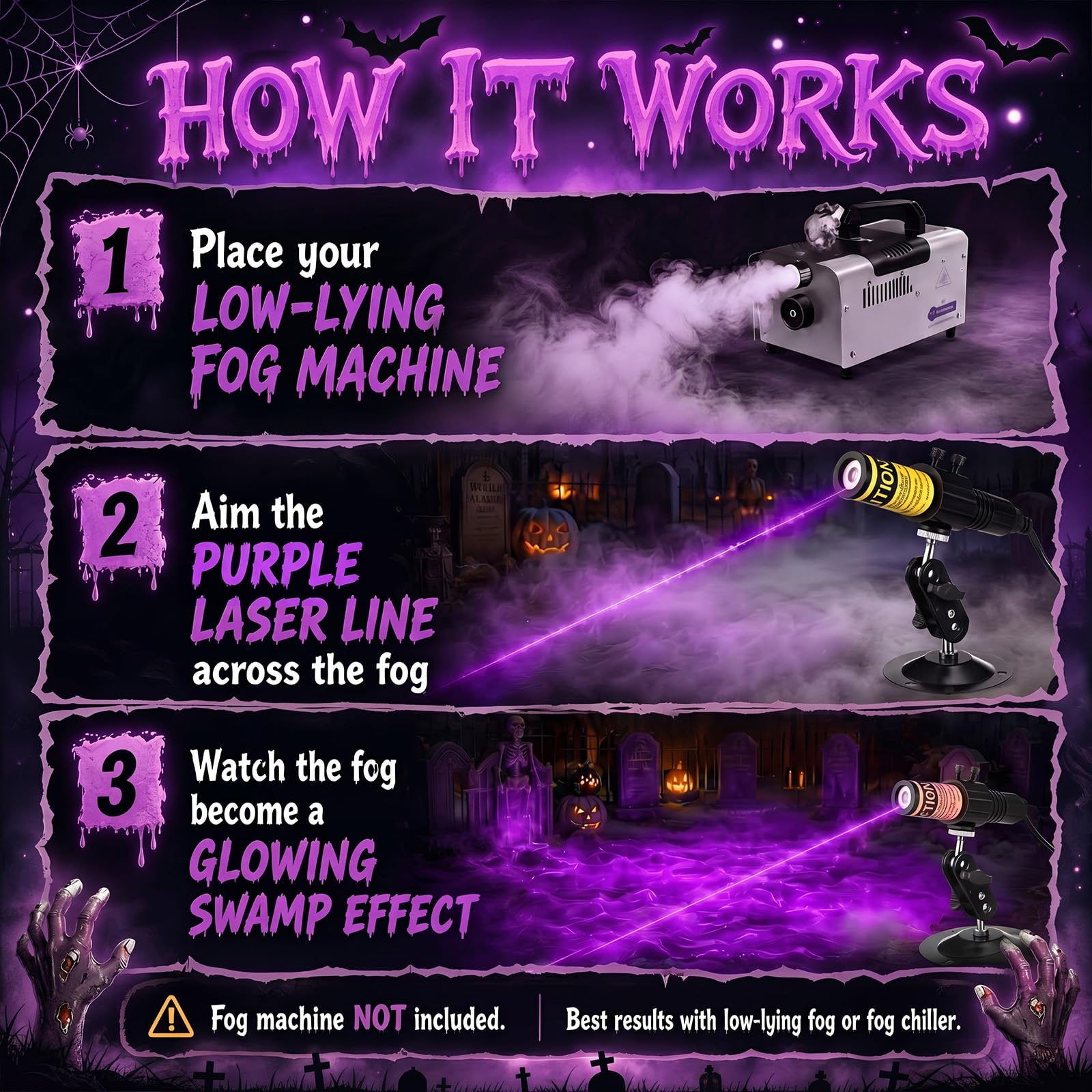 Halloween Laser Swamp Light Works with Low Lying Fog Machine (Not included), Laser Projector Laser Pointer High Power IP67 Waterproof 360-Degree Adjustable Halloween Decor Creepy Haunted House Decor Garden DIY Halloween Witch Decorations for Yard Halloween Laser Swamp Light Works with Low Lying Fog Machine (Not included), Laser Projector Laser Pointer High Power IP67 Waterproof 360-Degree Adjustable Halloween Decor Creepy Haunted House Decor Garden DIY Halloween Witch Decorations for Yard
