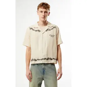 Pacsun Men's Tan Somewhere Always Striped Camp ShirtÂ