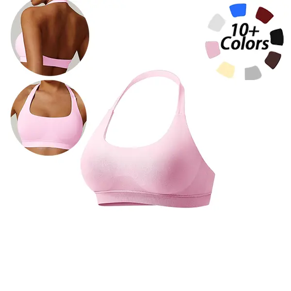 Women's Wireless Sports Bras - Solid Color Halter Neck, Breathable High-Elasticity Seamless Bra-Style Activewear Underwear for Gym, Indoor & Outdoor Workouts (Stretch, Ultra-Stretchy Activewear Options), Bra-Style Sports Bras