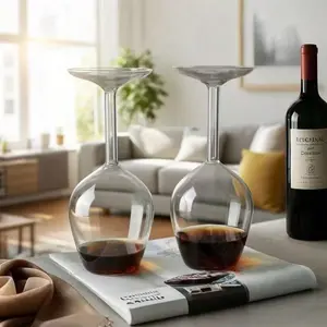Creative Upside Down Wine Glass, High Borosilicate Glass Cocktail Cup, Luxury Fashion Wine Glass, Elegant Stemless Design, Transparent Drinkware, Clear Glass Cup, Glass Beverage Cups