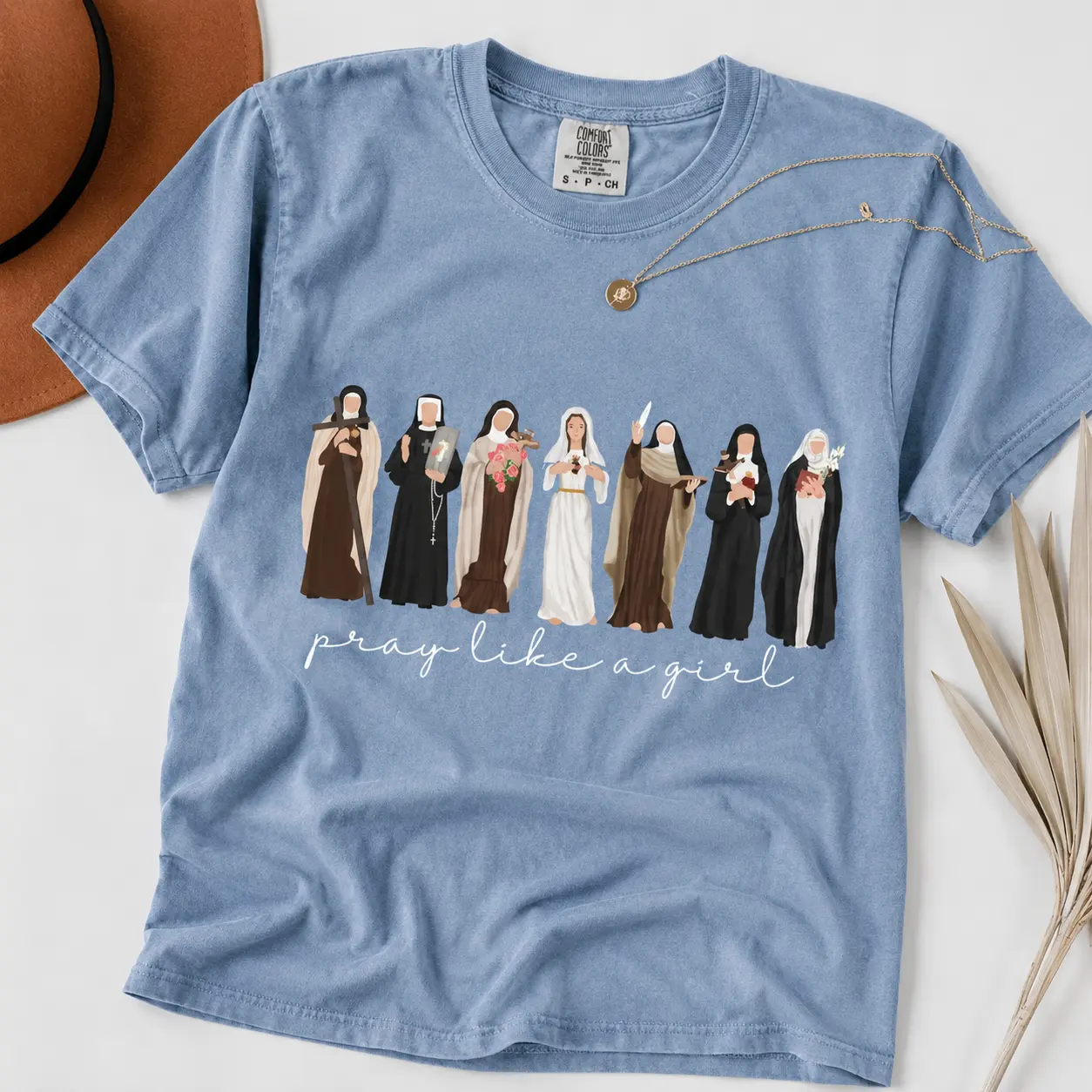 Comfort Colors Catholic Saint TShirt Pray Like A Girl Christian Tee - Printfamily