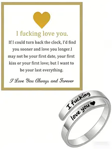 I Fvcking Love You Adjustable Engraved Ring Tarnish-Free Hypoallergenic One Size Fits All Daily Reminder Gift for Singnifucant Others