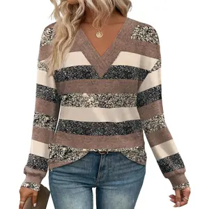 Long Sleeve Shirts for Women V Neck Tops Tunic Fall Winter Sweatshirts 2025 Clothes