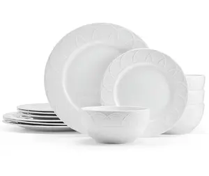 12 Piece Porcelain Dinnerware Set White