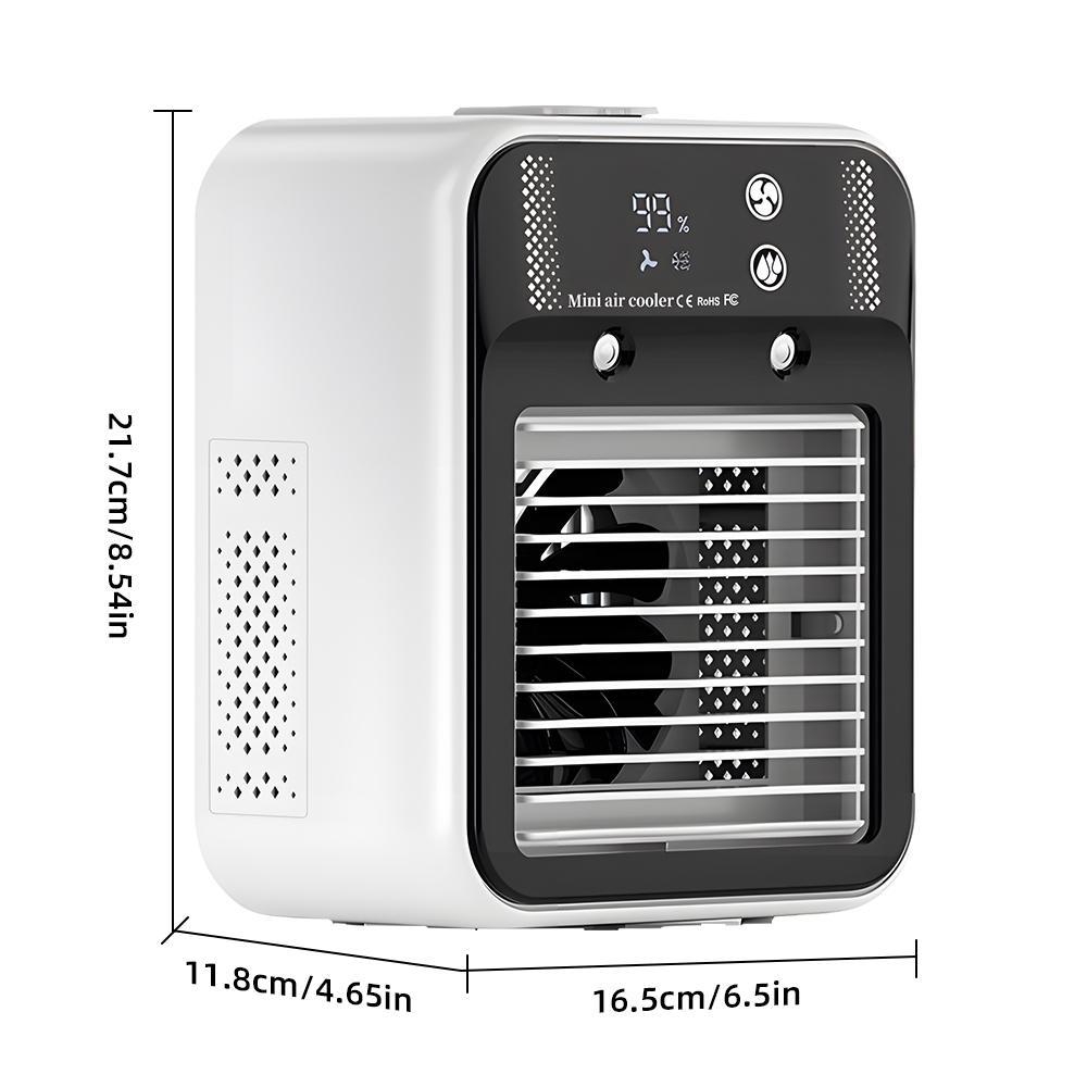 【DealsForYou】 Portable Air Conditioner 3-in-1 Fan with 2 Mist Speeds – Personal Evaporative Cooler for Bedroom, Office & Camping, 1800mAh Battery & 500ml Tank Air Cooler Fan