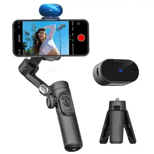 COMITOK 3-Axis Handheld Smartphone Stabilizer with, Anti-Shake Shooting Technology, Foldable Portable, Black Cellphone Folding Selfie