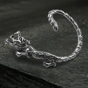 GTHIC Ferocious Wolf Stainless Steel Stud Earrings Gothic Jewelry Accessories Party Daily Wear