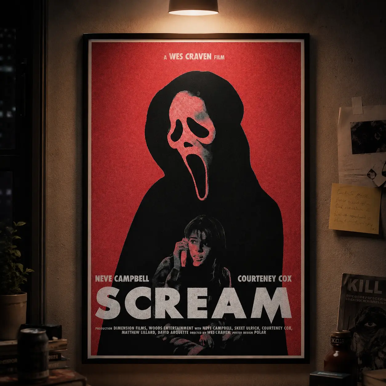Scream 1996 Vintage Horror Movie Canvas Wall Art Poster, Classic Slasher Film Inspired Retro Print, Waterproof Moisture Proof Canvas Decor for Bedroom Living Room Office Dorm Home Theater, Gothic Room Decoration Gift for Horror Movie Fans Men Teens