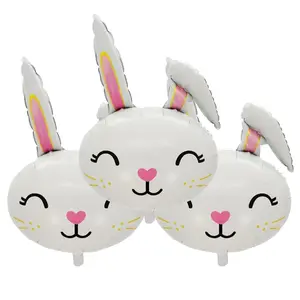 Bunny Balloons Easter Balloons Rabbit Head Foil Balloon For Bunny Themed Party Easter Supplies Decor Shower Jungle Farm Party Decorations Party Balloon Sets-3 Pcs