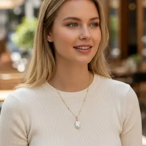Baroque Freshwater Pearl Necklace with 14k Gold Plated Chain – 24 inch