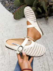 Women's Hollow Out Half Slipper Sandals, Breathable Mesh Design, Summer Footwear, Comfortable & Stylish, Perfect for Daily Wear